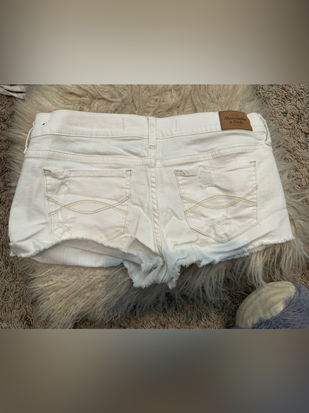 Abercrombie & Fitch White Distressed Denim Shorts